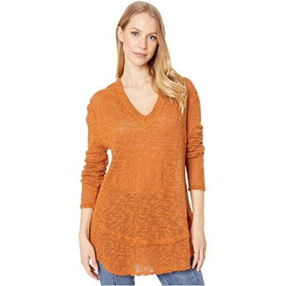 Free People NWT - Oversized Boho Orange Sweater - Picture 2 of 8